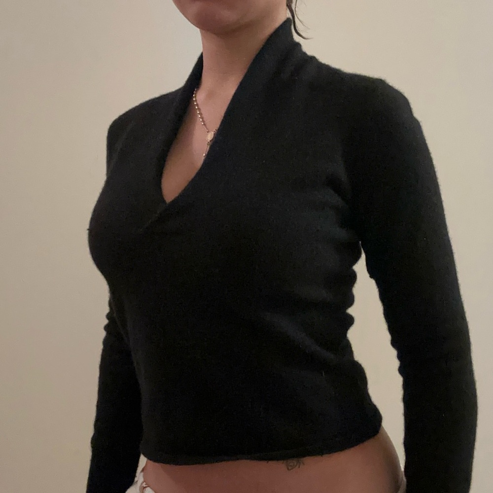 Jil Sander Black V-Neck Women's Sweater - Picture 4 of 5